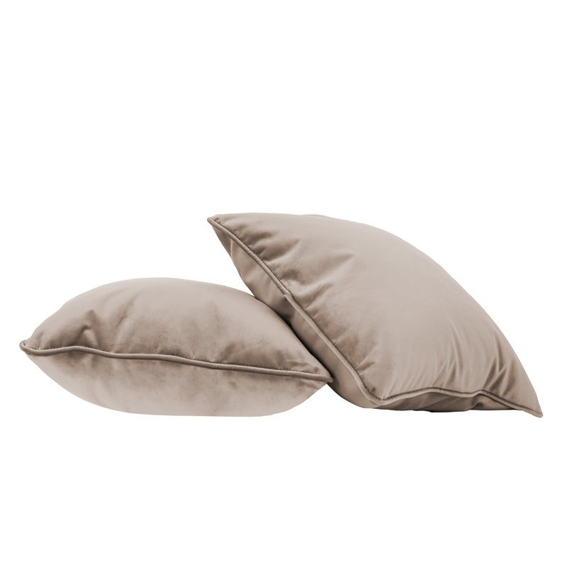 Rectangle Lumbar Microfiber Pillow with Piping, 2-pack, Square 18", Caffe