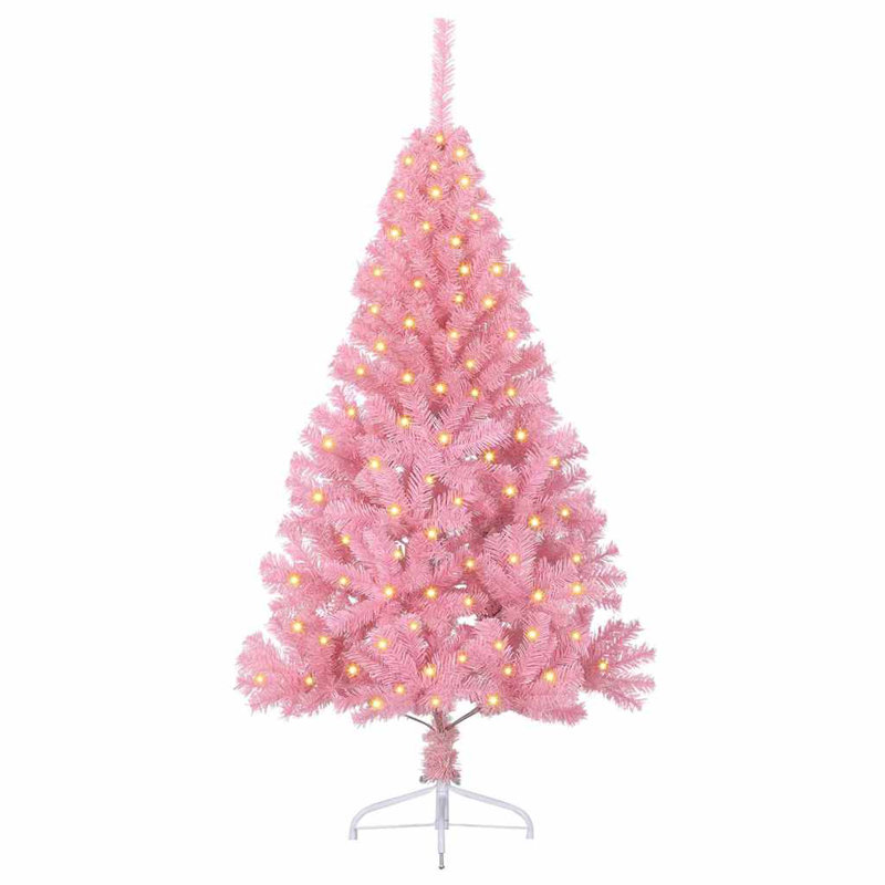  Artificial Pre-lit Christmas Tree PVC, 3.94' H, Pink