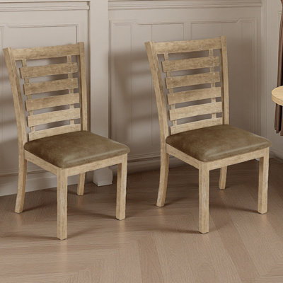 Ensemble de 2 chaises de salle à manger style campagne rustique d'aspect rustique patiné