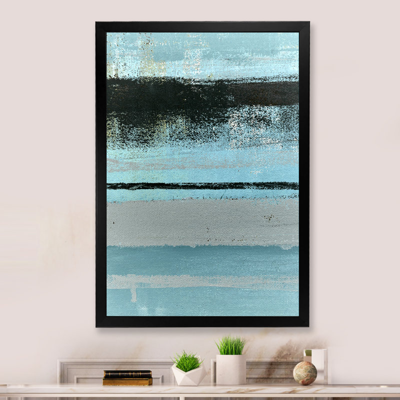 Art moderne gris et bleu II 2FDP47725, Cadre noir, H 20 po x l 12 po x P 1 po
