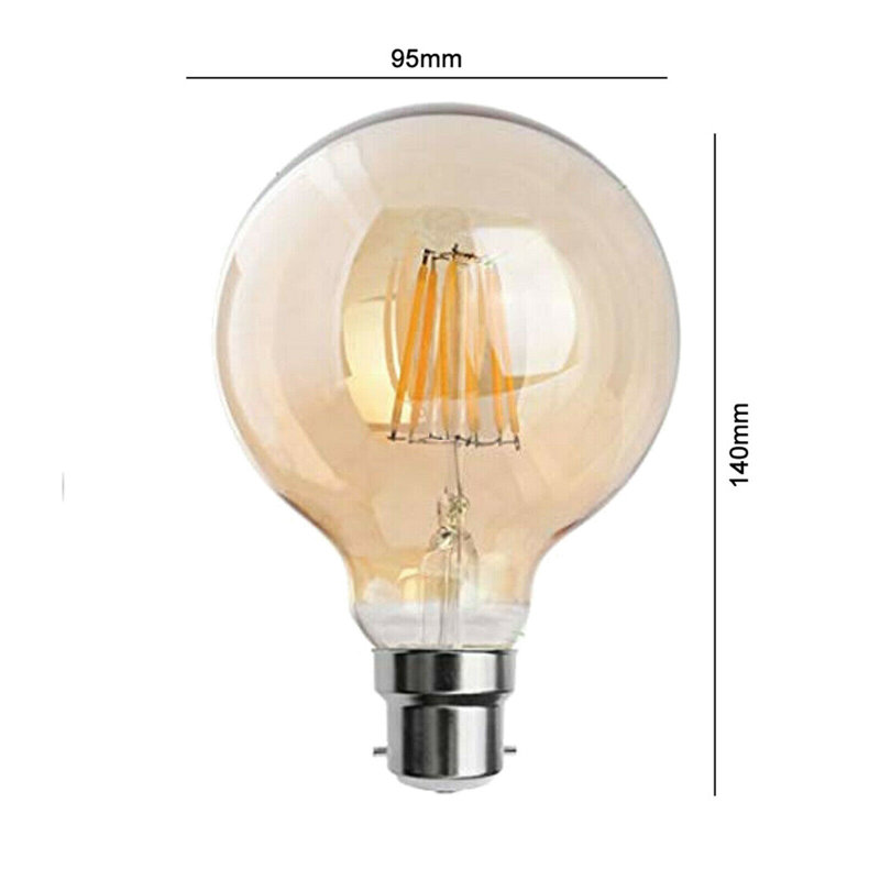 G95 LED Dimmable B22 8W Bulb 3 Pack