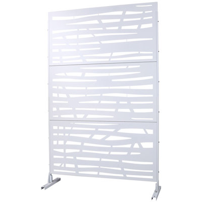 Écran d'intimité extérieur et intérieur en métal H 76 po x l 48 po, écran d'intimité décoratif autoportant pour terrasse de balcon, panneaux de clôture d'intimité pour jardin extérieur PS109 BLANC
