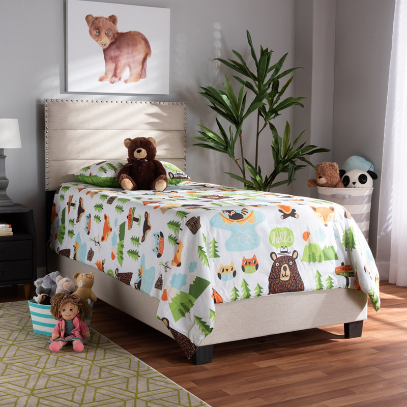 Lit tapissier standard Etalo, Beige, Simple