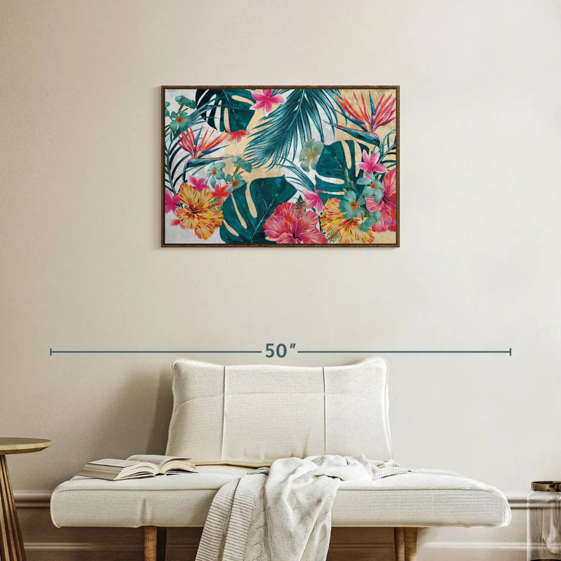 Flore tropicale, Cadre flottant en noyer, 31 po x 21 po