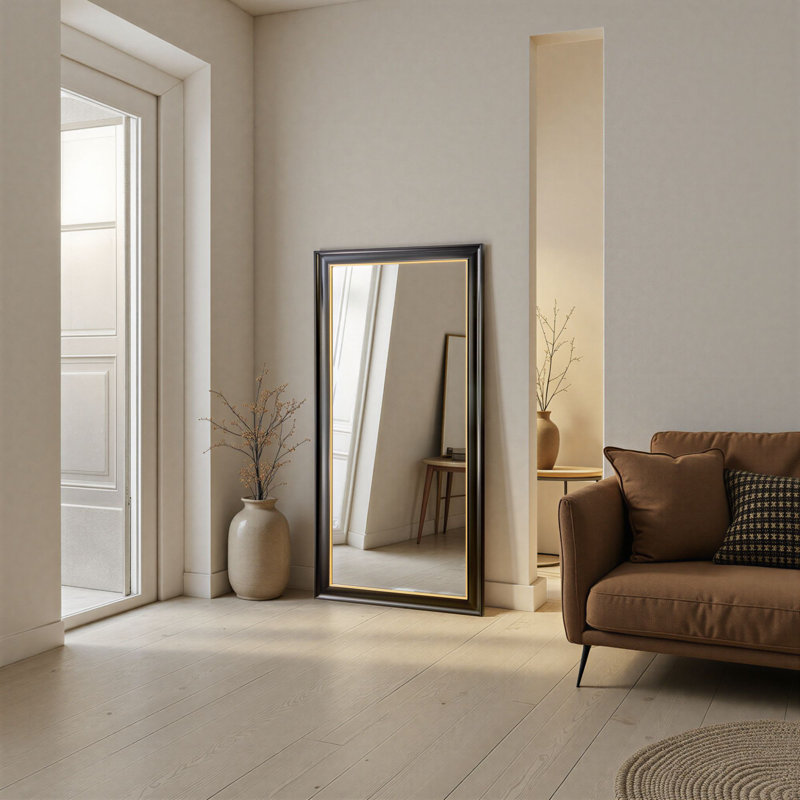 Georgian Tall Black Bevelled Mirror, 166.5cm x 75cm