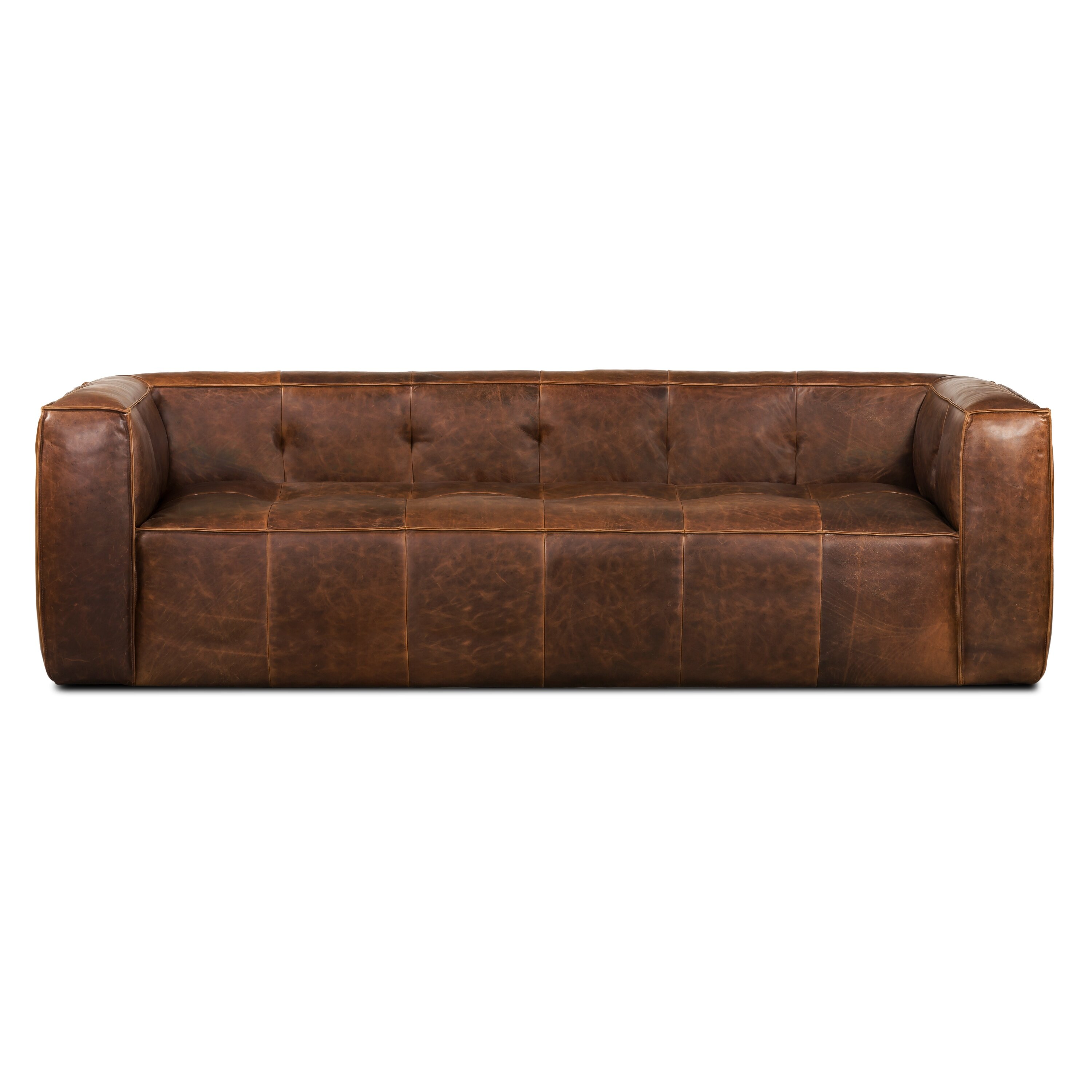 Wyat 92'' Full-Grain Genuine Italian Leather Square Arm Sofa & Reviews ...