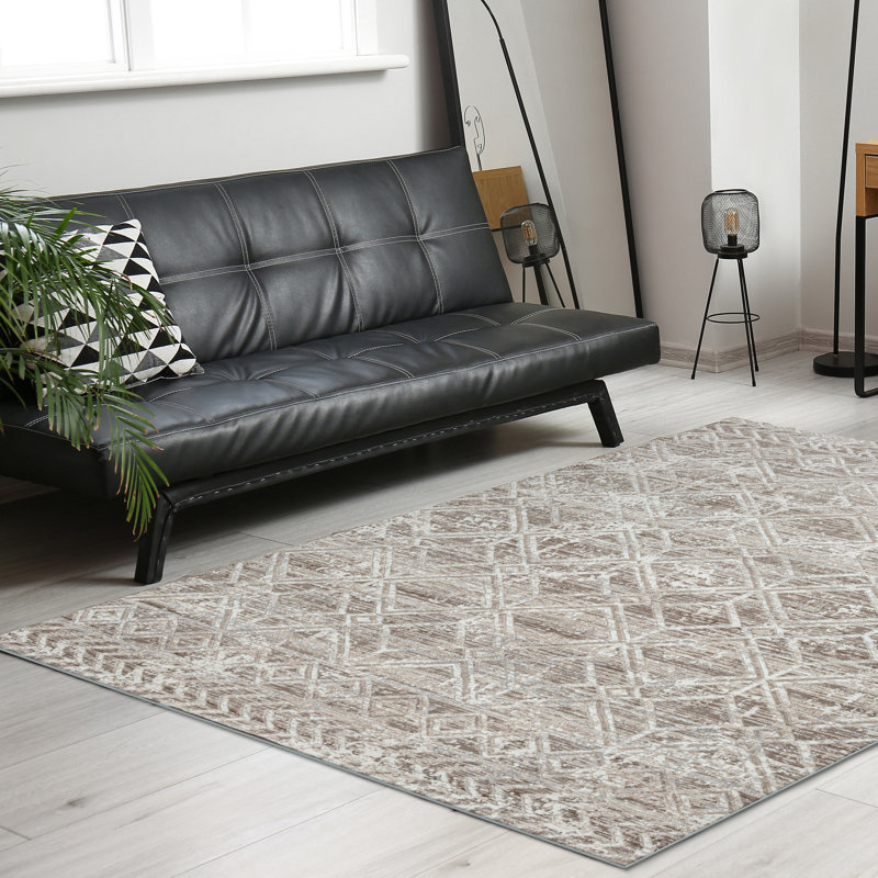 Tapis géométrique beige Kainaan 1243, Rectangle 3 pi 3 po x 4 pi 11 po, Beige