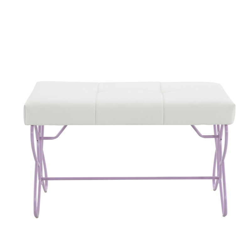 Priya II White & Light Synthetic Leather Purple Finish Bench