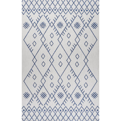 Tapis ivoire / bleu marine Boho