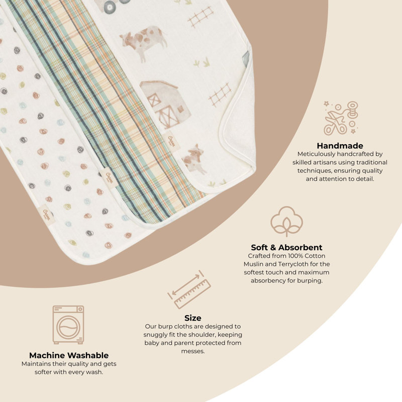 3-pc. Tractor Burp Cloth Set