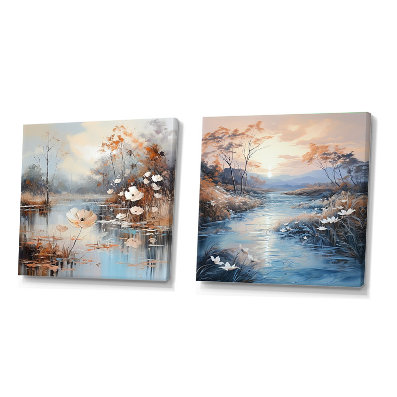 Ensemble de 2 rivières Rivers, H 16 po x l 33 po, Toile tendue