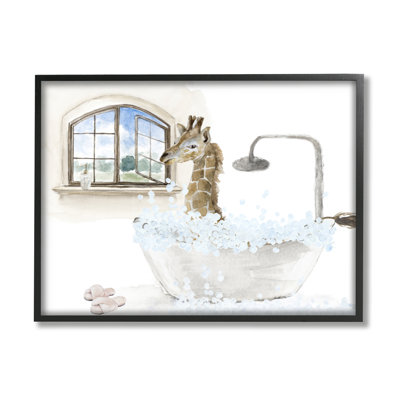 Girafe, bain moussant, scène - impression