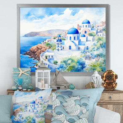 Grèce, vue sur la côte de Santorin II - Grèce, art mural