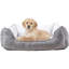 Lit pour chien rectangulaire avec traversin, lit pour chien de taille moyenne, gris, 25 po x 21 po x 8 po (paquet de 1) (HCT-REC-005)
