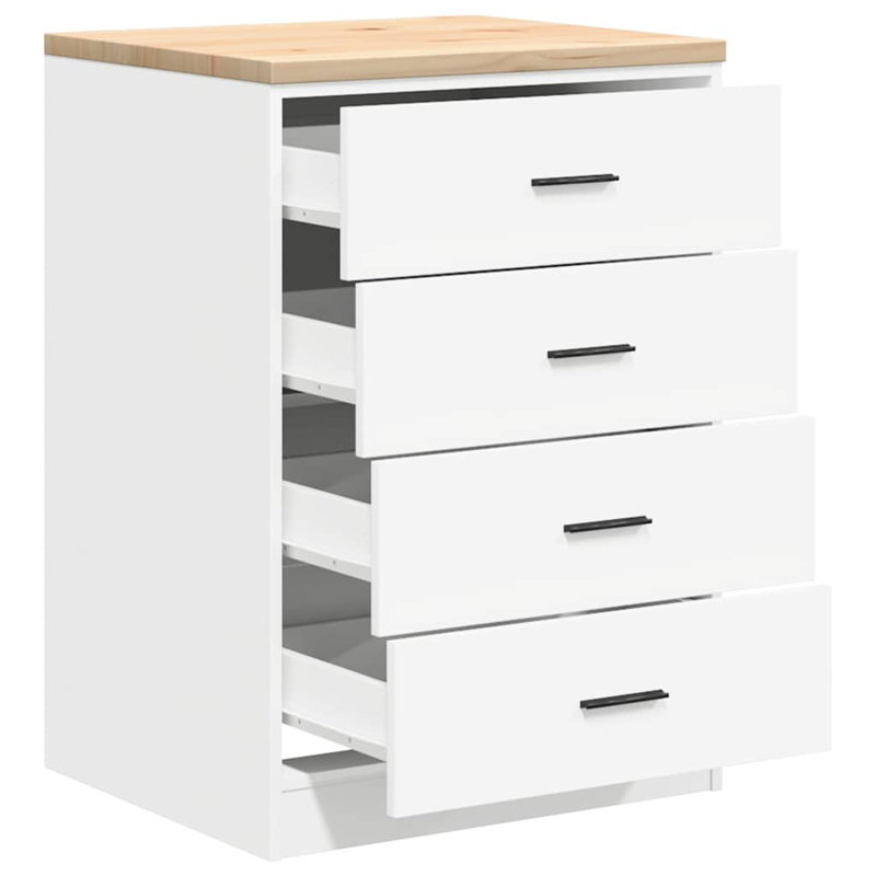 Solid Wood Single Storage Cabinet ( 85cm H x 60cm W x 51cm D), White
