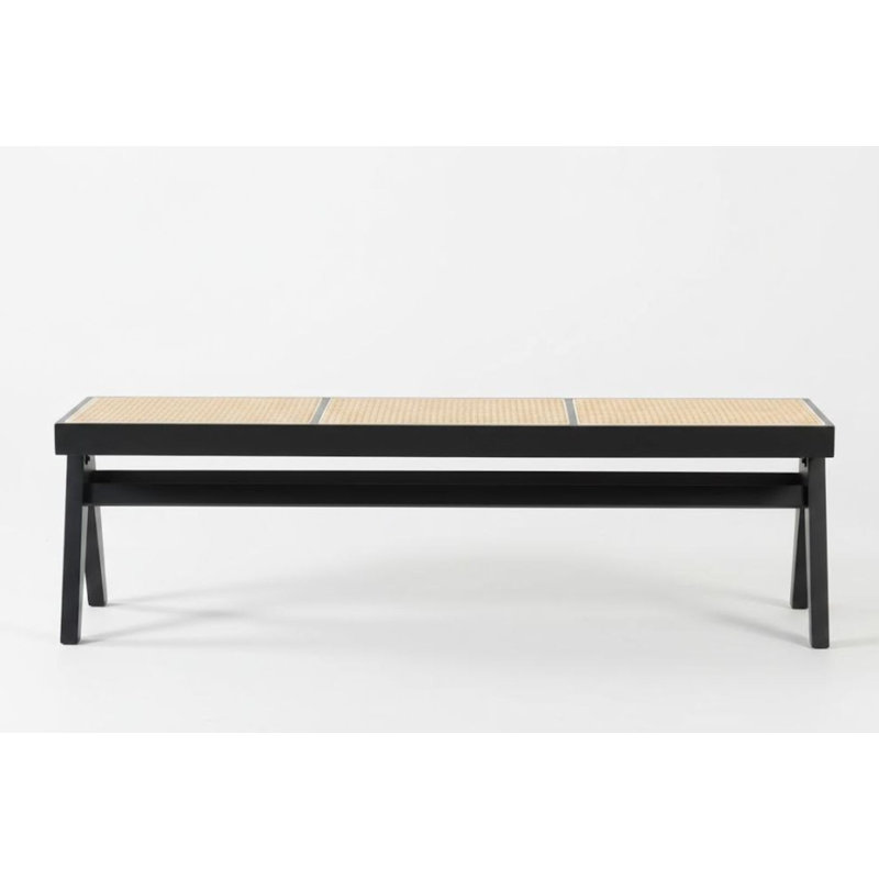 Banc en bois massif Glencairn, Noir