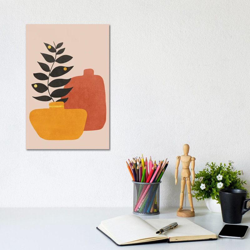 Plant In A Pot I by Viviana Gonzalez - Wrapped Canvas Painting, 30.48cm H x 20.32cm W