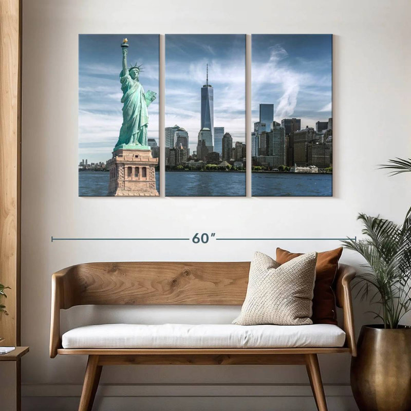 Sebbie Liberty Statue Cityscape, 32" H x 50" W