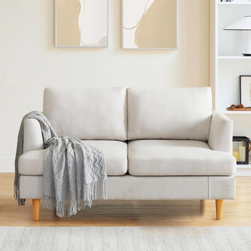 Causeuse de 56 po pour petits espaces avec causeuse à 2 places, Beige