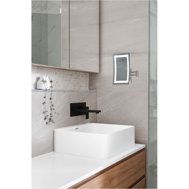 Miroir mural lumineux sans cadre Ekta, Nickel poli