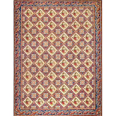Room Size Colorful Jewel Tone European Floral Pattern Victorian English Needlepoint  Rug