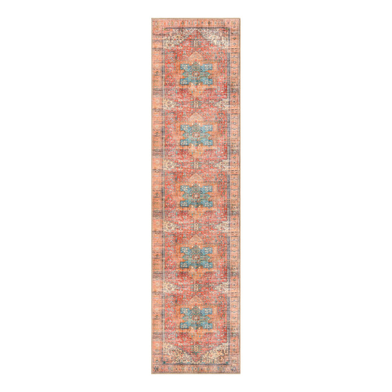 Tapis oriental rouge rouille, Tapis de couloir 2 pi 6 po x 10 pi