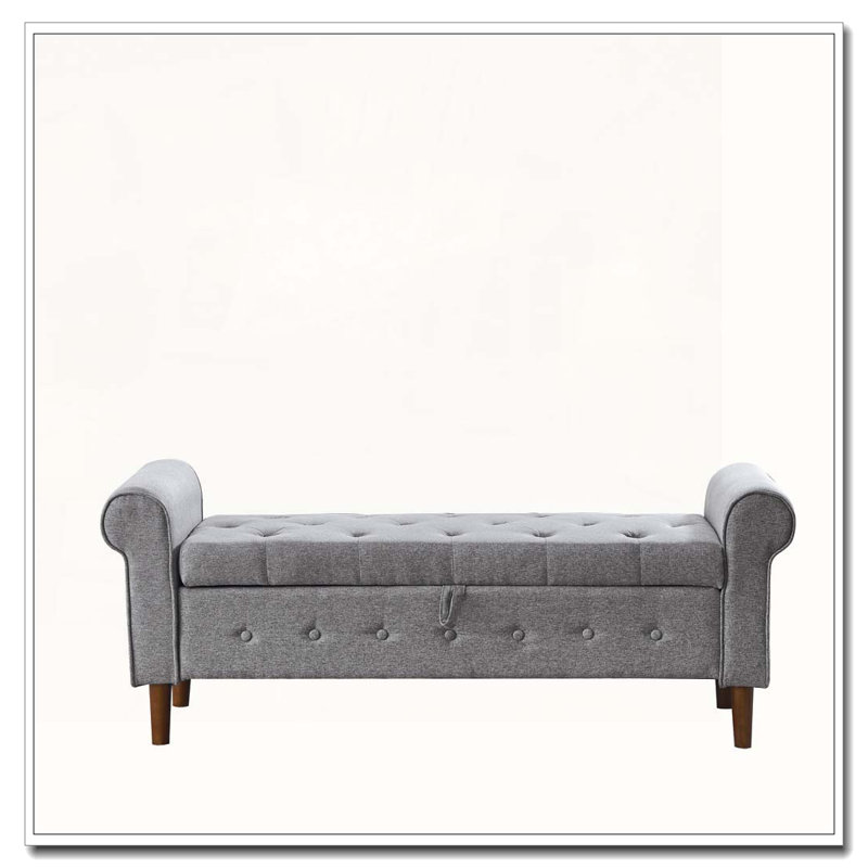 Banc de rangement capitonné, Gris