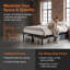 Grand lit plateforme en acier noir avec rangement sous le lit, sans sommier tapissier-1038563775