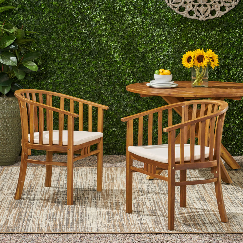 Chaise de salle à manger en bois avec coussin imperméable Classy - Transformez votre espace extérieur - Idéal pour une utilisation