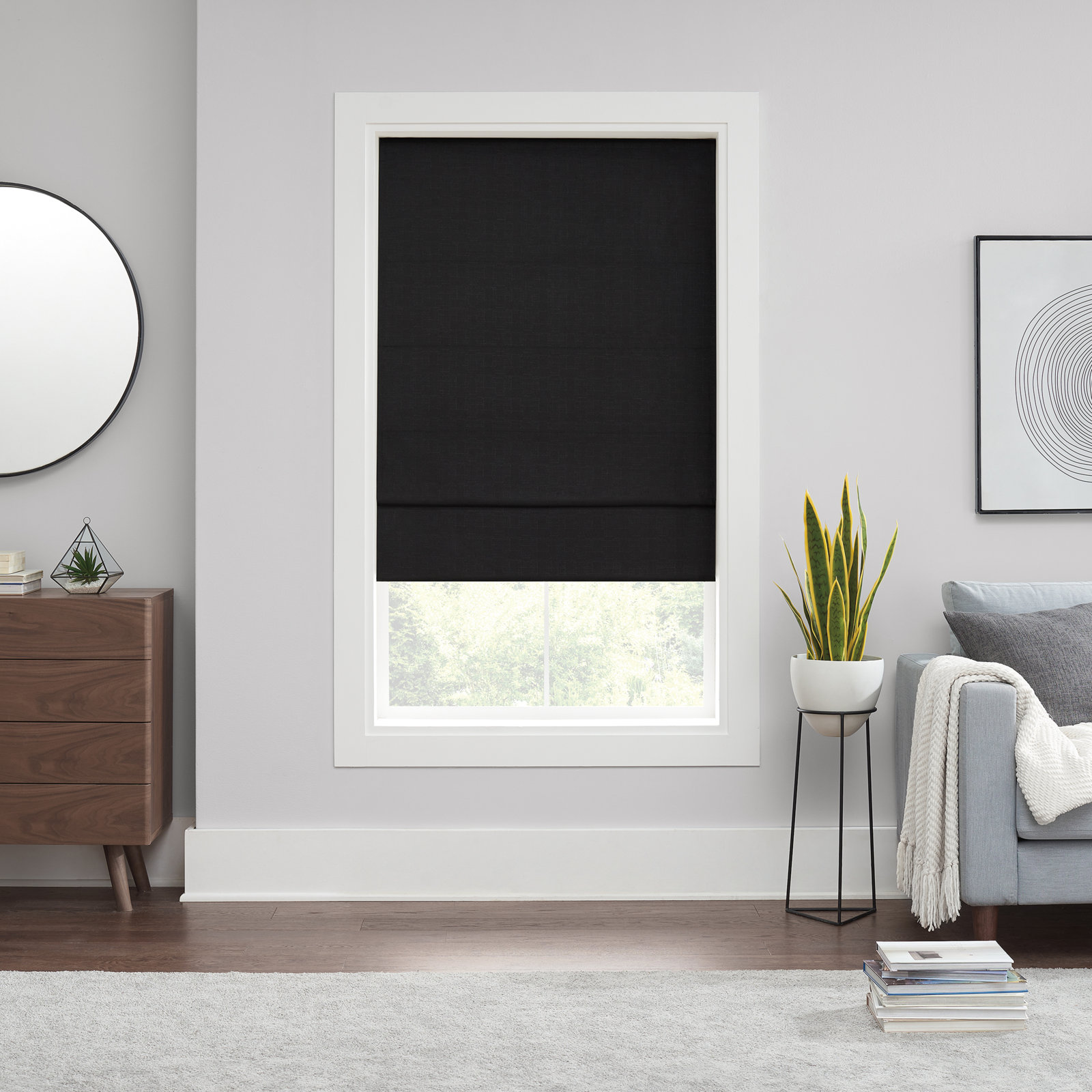 Eclipse Kylie Blackout Roman Shade, Black, 36"W x 64"L