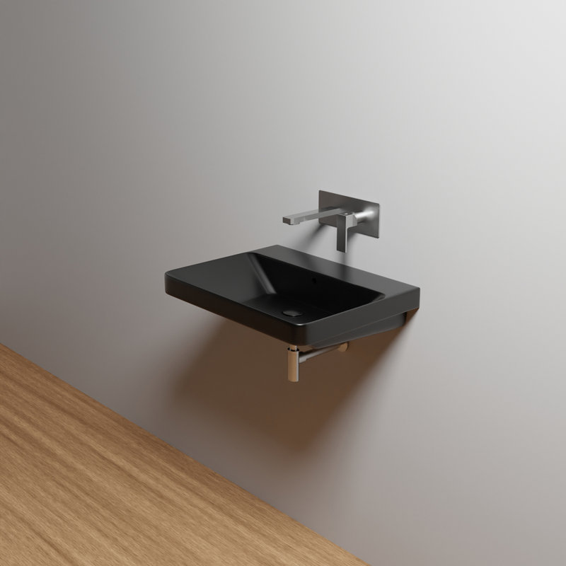 Luxury 23.8'' L Bathroom Sink, Matte Black, No Faucet Hole