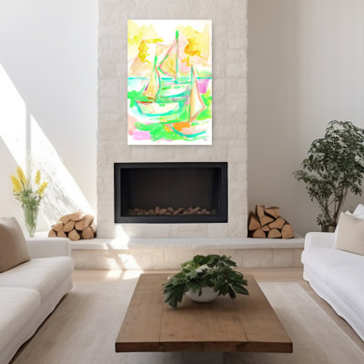 Art contemporain contemporain abstrait paysage côtier coloré