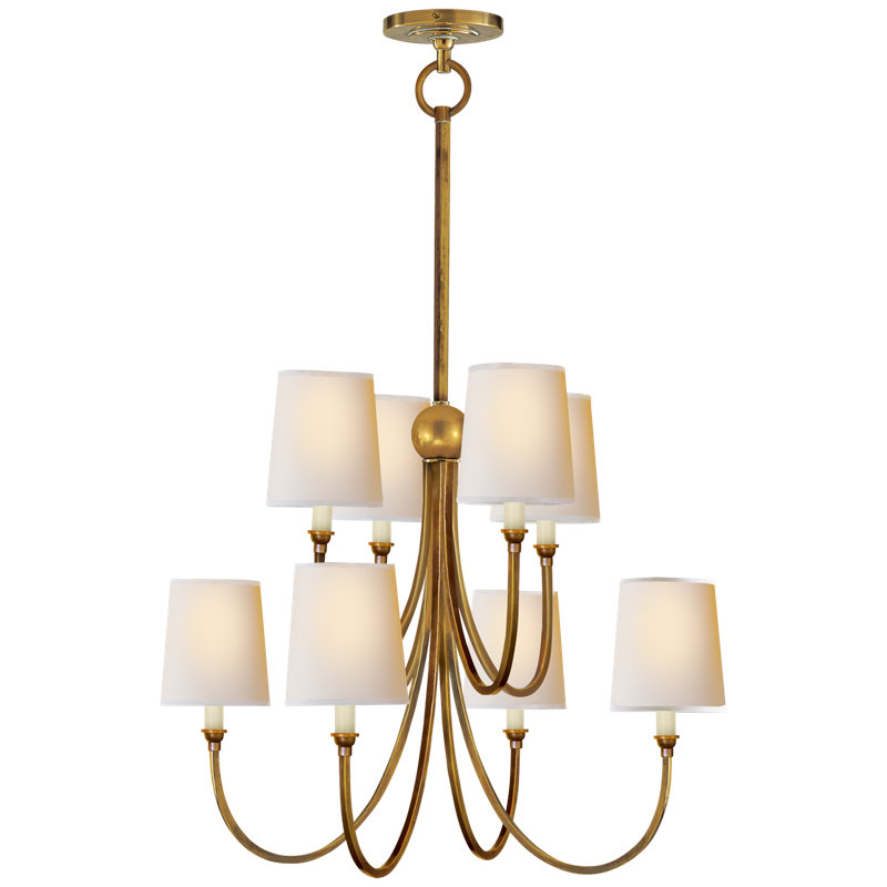 Thomas O'Brien Reed Large Chandelier, Fabric, Hand-Rubbed Antique Brass