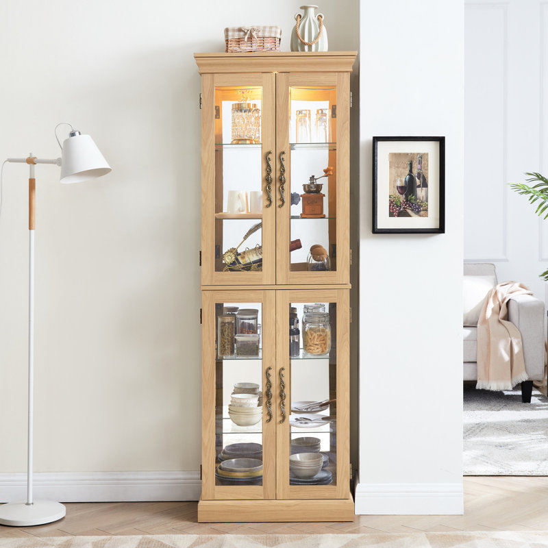 Armoire vitrée éclairée en chêne avec fermeture silencieuse