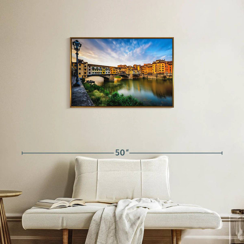 Ponte Vecchio Riverscape, Floating Frame Gold, 31" X 21"