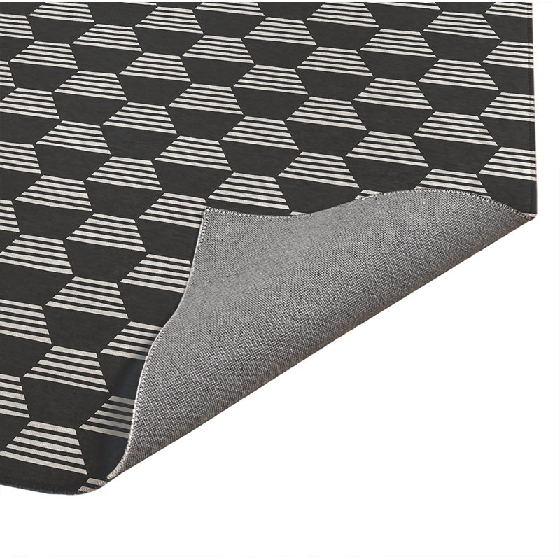 Tapis de cuisine anti-dérapant léger Hexaline, Rectangulaire 3 pi x 5 pi, Ivoire/gris anthracite