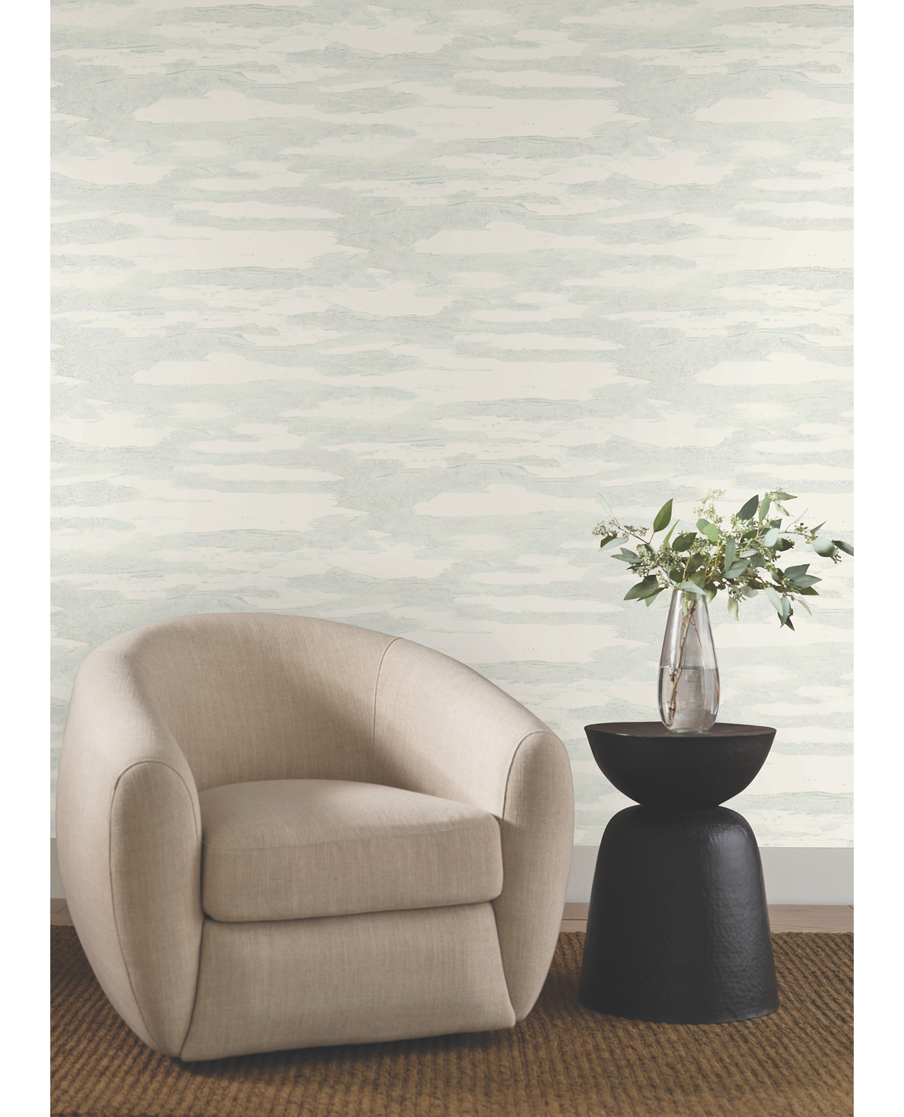 Artistic Spa Tides Wallpaper, Light Beige
