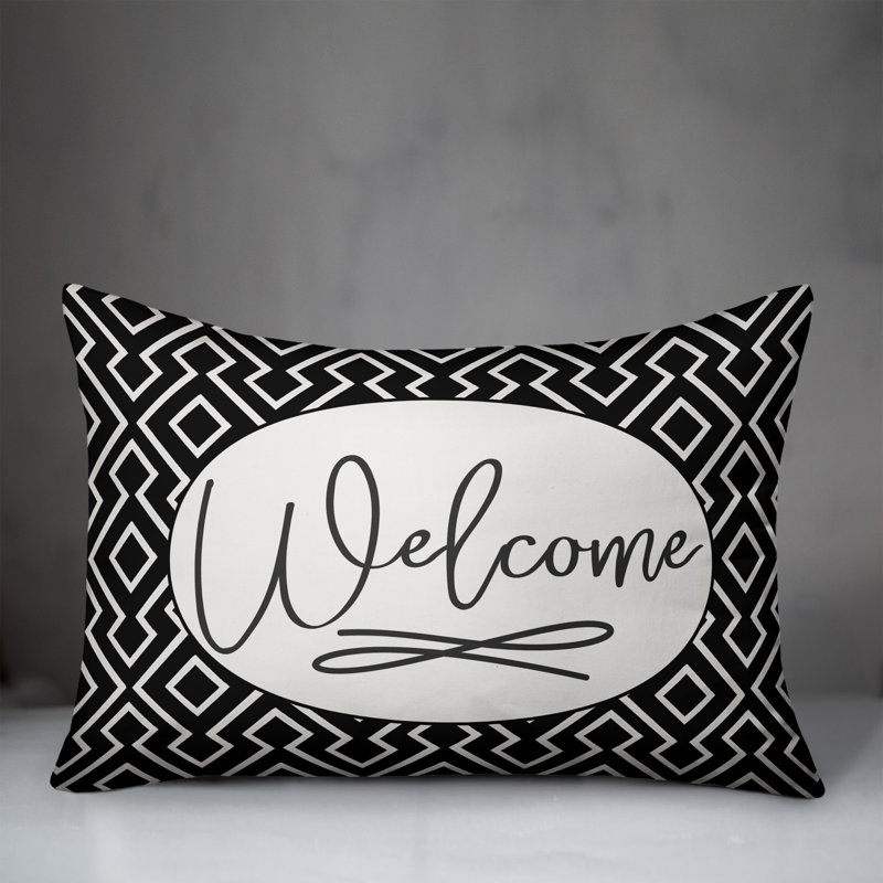  Housse de coussin rectangulaire et insert Welcome, Noir