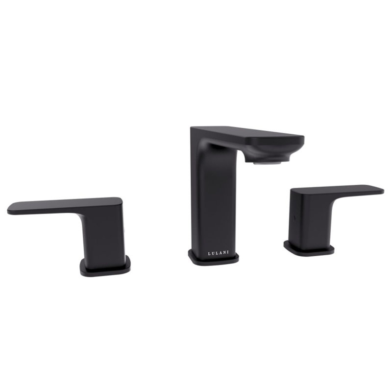 Lulani Widespread Bathroom Faucet with Drain Assembly, Matte Black