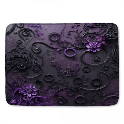 Intricate Purple Floral Bath Mat