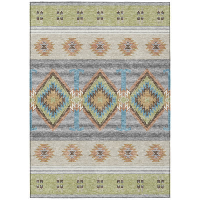 Machine Washable Indoor/Outdoor Chantille ACN2541 Lodge Rug, Aloe, Rectangle 9' x 12'