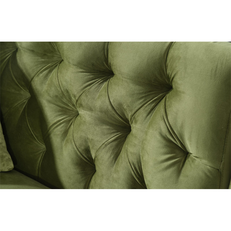 Hanika 87.8'' Velvet Sofa, Green