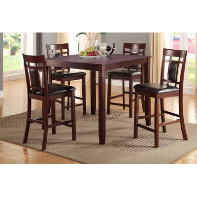 Dinette 5Pc Set Kitchen Breakfast Counter Height Dining Table W Wooden Top Upholstered Cushion 4X High Chairs Dining Room Furniture -  Red Barrel StudioÂ®, E3FD204EA4834E22A7DCC4AF854C99ED