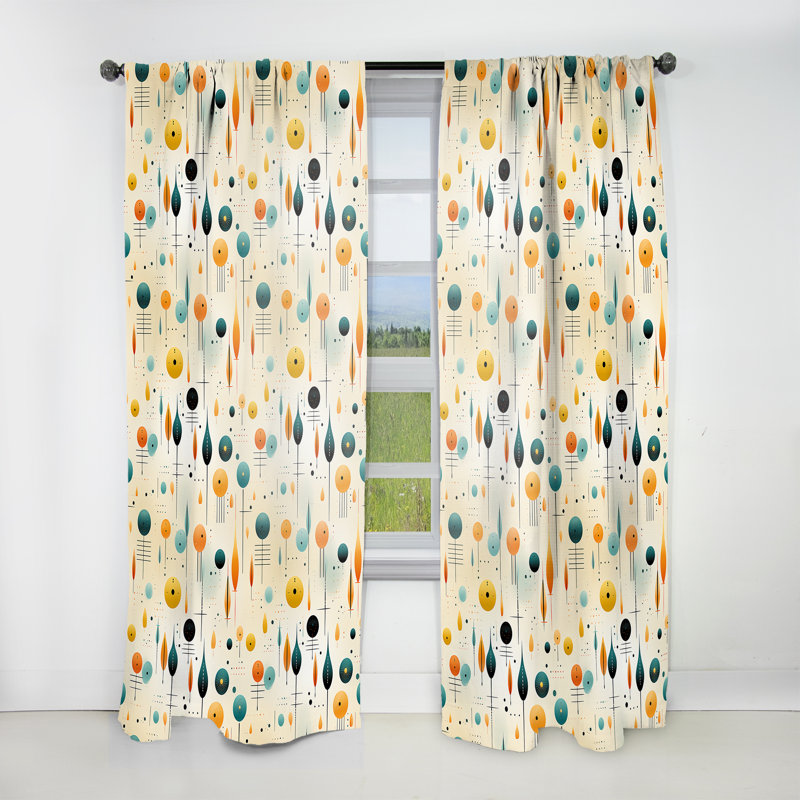 Mcm Graphic Artistry II - Rideau en velours Mid-Century - obscurcissant - 1 panneau, L 52 po x L 120 po