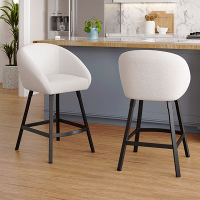 Ensemble de 2 chaises de salle à manger, tabourets de bar, tabouret de bar rembourré avec dossier, tabourets de bar à hauteur de comptoir