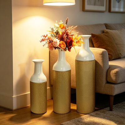 Ensemble de 3 vases de sol décoratifs en métal