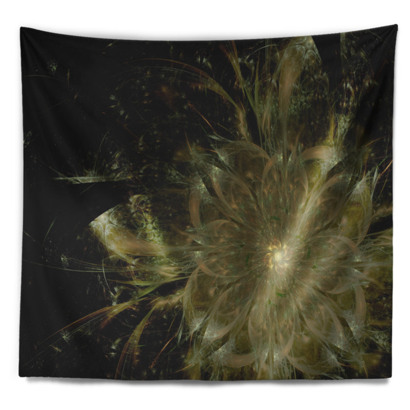 Tapisserie à fleur symétrique brune floral light, H 32 po x l 39 po