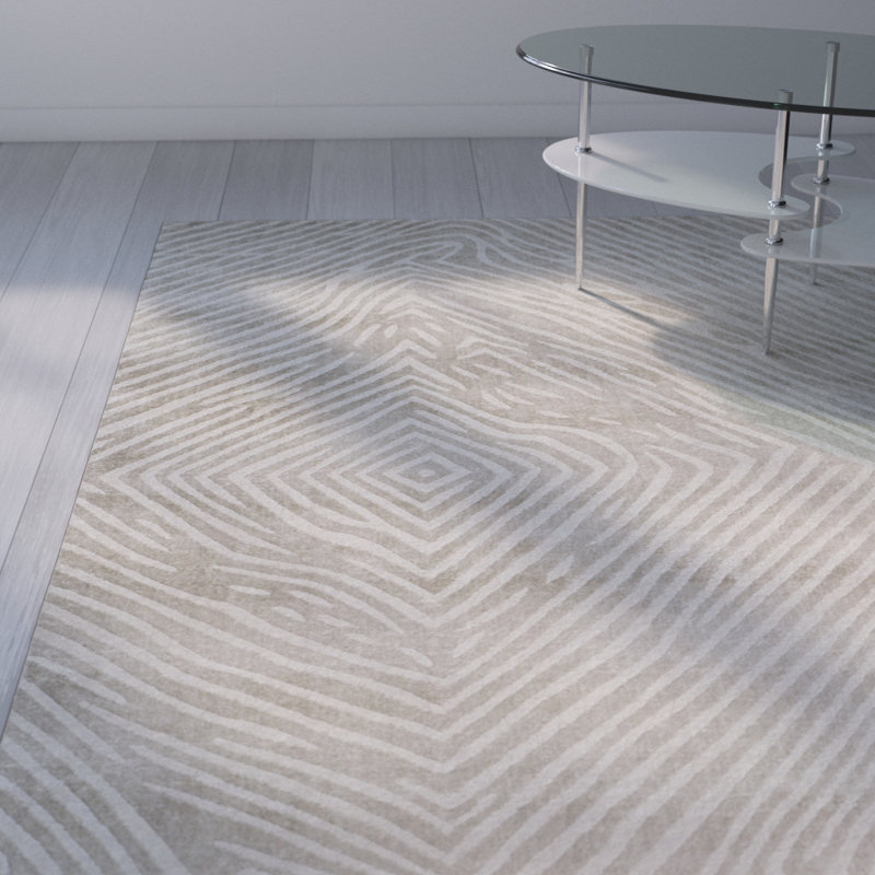 Tapis gris en coton tissé à plat à la main Abenamar, Rectangle 8 pi x 10 pi