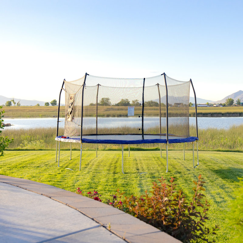 Skywalker 17' Oval Backyard Trampoline with Safety Enclosure, Blue