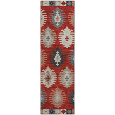 Premium Machine Washable Prisco Red Rug